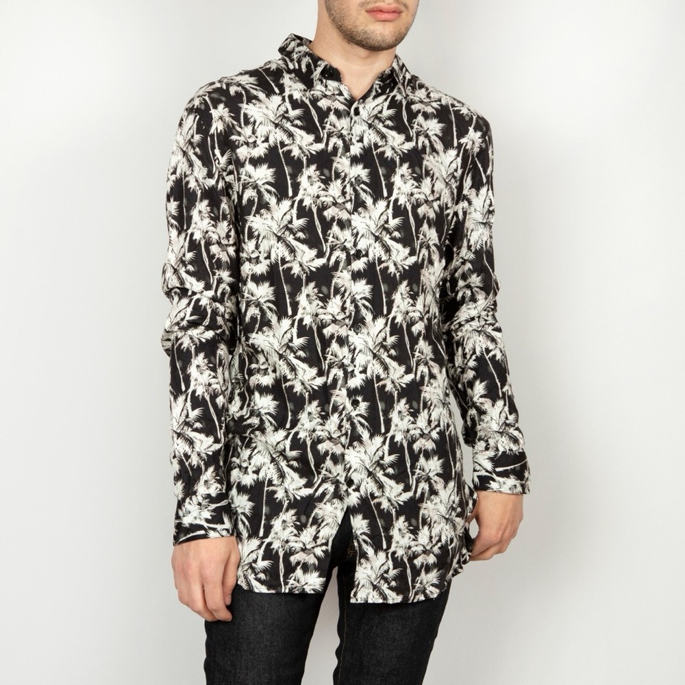 The Kooples Paris Neon Palms Button Down Shirt